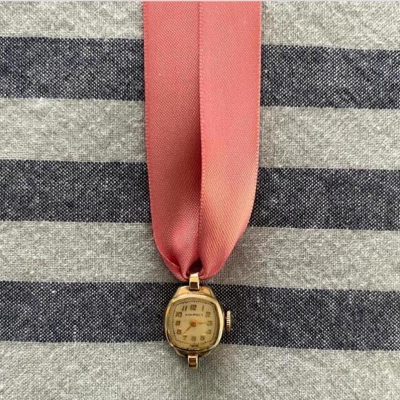 Reworked Vintage Hampden 10k Gold Filled Watch Silk Ribbon Choker - Picture 4 of 4